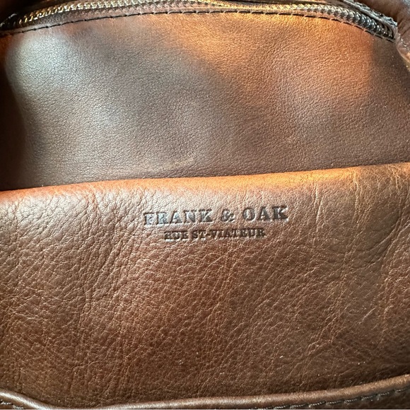 Frank & Oak Rue St Viateur brown leather duffel weekender travel bag unisex - Picture 12 of 17